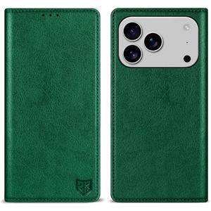 ZZXX for iPhone 17 Pro Wallet Case with [RFID Blocking] Card Slot Stand Strong Magnetic Leather Flip Fold Protective Phone Case for iPhone 17 Pro Case Wallet(Green-6.3 inch)