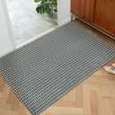OJIA Washable Entryway Rugs Indoor 3'x5' Area Rug Front Door Rug Cotton Hand-Woven Gray Indoor Outdoor Rugs Farmhouse Throw Rug Door Mats Carpet Kitchen Rugs for Bathroom Bedroom Mudroom