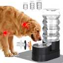 RIZZARI Automatic Dog Water Dispenser: Gravity Stainless Steel Pet Waterer - Large Capacity Water Feeder for Cats and Senior Dogs with Spine Pains - Use in Garden Garage (9L, Jet Black)