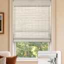 LazBlinds No Drill Cordless Roman Shades for Windows, 37" W x 64" H, White | Light Filtering Privacy Protection Thermal Insulation UV Blocking Natural Panama Weave Fabric Blinds for Windows