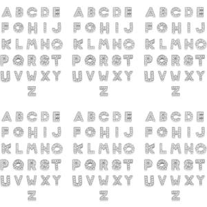 AUEAR, 156 Pack Silver A-Z 8mm Full Rhinestone Slide Charms Crystal Alphabet Letter Alloy for Bracelets Necklace Wristbands DIY Jewelry Making
