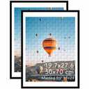 JCJMY 19.7x27.6 Puzzles Frame for 50x70 cm Puzzle Poster Photo Picture, Display 18x24 with Mat or 19.7 x 27.6 without, Wall Hanging 19.7 by 27.6 inch 1000 Pieces Puzzles Frame, 2 Pack, Black