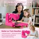 StitchMaster Pro Sewing Machine - Twin/Double Needle Compatible, 14 Stitches, Easy for Beginners & Home Users (Pink)