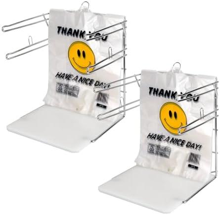 Cuisine Ready Grocery Bag Holder | 2-Pack | T-Shirt Bag Holder Stand for Plastic Bags with Handles | Organizer for Retail Stores, Supermarkets, Grocery Stores & Restaurants