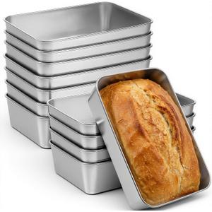 12 Pack 304 Stainless Steel Loaf Pan 8.5 x 5.5 Inch for Baking Bread Sourdough Meatloaf Cake Sandwich Oven & Dishwasher Safe