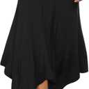 DJT Women's Flowy Handkerchief Hemline Midi Skirt (Medium, Black)