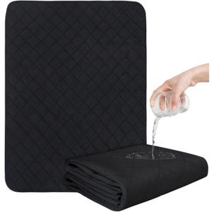Washable Incontinence Bed Pads, Reusable Underpads for Kids, Adults, Elderly, Hospitals & Pets, Waterproof Bed Protector Pad for Bed, Sofa, Floor, Super Absorbent Bed Pee Pad 24" x 36"- Black