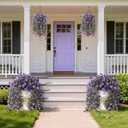 Artificial Hanging Flowers for Outdoors, 2 Pcs Fake Hanging Flowers Spring Summer Decor, UV Resistant Faux Artificial Outdoor Plants for Planter Front Door Porch Patio Garden Yard(Gradient Purple)
