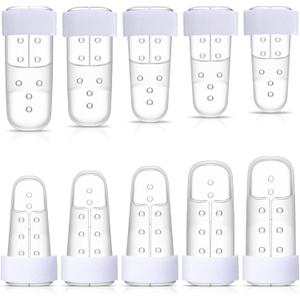 BBTO 10 Pcs Mallet Finger Splint, 5 Sizes Finger Support Brace Stabilizer Straightener Plastic Fingertip Protectors Arthritis Knuckle Immobilization for Thumb Pinky Middle Index Ring(Transparent)