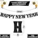 KatchOn, Glitter Black Happy New Year Banner 2026-10 Feet, No DIY | Glitter Pre-Strung Hello 2026 & Happy New Years sign for Happy New Year Decorations 2026 | NYE Party Garland | NYE Decorations 2026