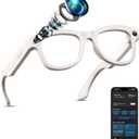 AI Smart Glasses with Camera Stabilization - 8MP POV Video Recording, Real-Time AI Translation, Smart Assistant, Dual-Mic Noise Canceling for Travel & Meetings - Anti-Blue Light, Beige Frame