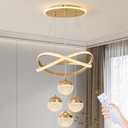 Gold LED Chandeliers, 3-Color Dimmable Pendant Light Dining Room Light Fixtures for Kitchen Island Adjustable Modern Chandeliers for Dining Room Living Room Bedroom (Gold,16.1inch)