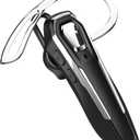 Single Ear Bluetooth Headset for Calls, Wireless Earpiece with Noise Canceling Microphone, 36Hrs Talk Time, Lightweight Hands-Free Headset for Driving/Office, Crystal Clear Calls (Black)