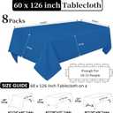 8 Pack Royal Blue Tablecloth Rectangle 60 x 126 Inch for 8 Foot Tables