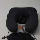 MLVOC Travel Pillow Memory Foam Neck Pillow, Adjustable Comfort Breathable Cover, Airplane Travel Set with 3D Sleep mask, Earplugs Box, for Airplane, Car, Office, Home (Full Black)