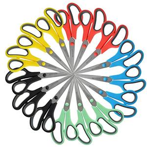 Westcott 8" Straight Stainless Steel Soft Handle Scissors, Assorted Colors, Pack of 11
