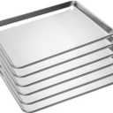 6 Pack Half Size Baking Sheet Pans, Aluminum Commercial Cookie Sheets Non-Stick, 18"x13"