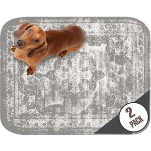 PUPIBOO Washable Pee Pads for Dogs and Cats - Super Absorbent Reusable Puppy Training Pads - 100% Waterproof, Leak-Proof & Non-Slip Whelping Pads for Pet Housebreaking (18 x 24 Inch (Pack of 2), Vintage Grey)