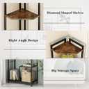 GILLAS 5 Tier Corner Shelf Stand, Freestanding Corner Shelf Unit Bookshelf, Corner Table with Shelf, Tall Storage Organizer Rack for Living Room, Bedroom, Office. Small Space, Metal (Square-shaped-B, Country Rustic)