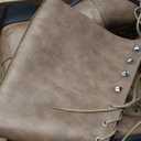 BEAUPAS Women's Knee High Combat Boots Lace Up Low Heel Military Tall Boots, 8, Grey