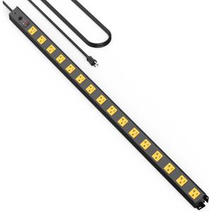 HHSOET 16 Outlet Long Power Strip, 6FT Heavy Duty Power Strip with 4800J Surge Protection, 20a Mountable Wide-Spaced Outlets for Home, Office, Garage & Workshop - ETL Certified