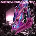 LONTECT for Galaxy A16 Case Glow in The Dark Three Layer Heavy Duty Shockproof Hard PC+Soft Silicone Rugged Full Body Protective Case for Women Girls,Purple Red