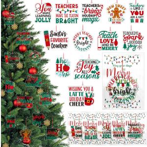 12 Sets Teacher Christmas Ornaments Thank You Acrylic Hanging Ornament for Xmas Tree Teacher Appreciation Gift Bulk with Cards Thank You Gift for Daycare Kindergarten Human Tamer