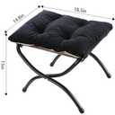 15" Foldable Foot Stool Ottoman with Metal Frame - Washable Black Upholstered Indoor/Outdoor Footrest for Living Room, Bedroom, Patio - Space-Saving Compact Design