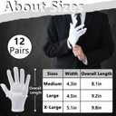 12 Pairs White Cotton Gloves Soft Hand Gloves Dust-Free Work for Men Women Art Crafting, Jewelry Handling, BBQ, Eczema Care, Coin Jewelry Watch Inspection, Dry Hands Sleeping, Archiva, Medium