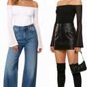 MANGOPOP Womens Off The Shoulder Bodysuit Mesh Bell Sleeve Body Suit Sexy Going out Fall Backless Tops 2025 (Black, M)