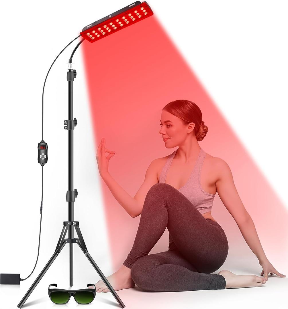 Red Light Therapy Lamp, Infrared Light Therapy with Stand - 660nm Redlight and 850nm Near Infrared Light Device for Body Pain Relief Skin Care