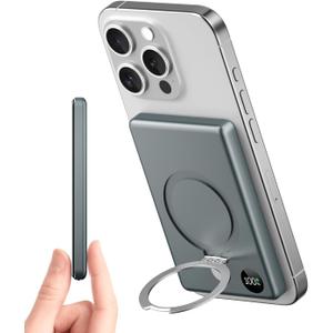 for MagSafe Battery Pack 10000mAh, 20W Ultra Slim Portable Phone Charger with LED Display, Magnetic Power Bank for iPhone 15/14/13/12 Series (Space Gray)