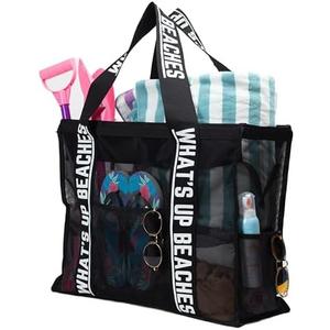 Primo Lines 31L Extra Large Beach Bags 23x17x8 Mesh Beach Bag with Zipper, XL Mesh Tote Bag for Women Family Trip Women
