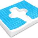 Bed Sore Cushion for Butt, Breathe Freely Fiber Bedsore Pressure Relief Pillow, T Shaped Opening Triangular Slope Design, Anti Decubitus Cushion for Elderly, Bedridden, Disabled (Blue)