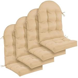 Geelin 4 Pcs Adirondack Chair Cushion High Back Patio Chair Cushion 44 x 19 x 4 Inch Tufted Weather Resistant Fade Resistant Seat Rocking Chair Cushion for Patio Rocking Chair Cushion Seat (Beige)