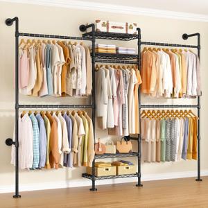 ULIFHOME M7 Wall-Mounted Clothes Rack, Heavy-Duty Garment Closet System