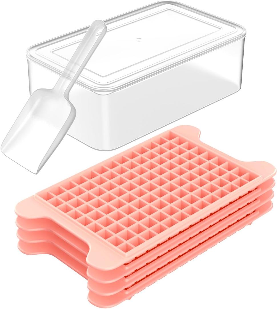 Mini Ice Cube Tray for Freezer: FDDBI Small Ice Trays for Freezer with Bin 117×4PCS Easy Release Nugget Ice Tray Crushed Ice Tray with Container