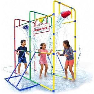 Backyard Waterpark with Splash Wheel, Dump Buckets for Kids Outdoor Water Play