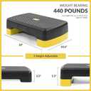 Fitvids 18" Aerobic Step Platform, Workout Stepper with Adjustable 2 Stackable Risers 3" 5.5" for Home Gym Small Space, Exercise Step, Multiple Option