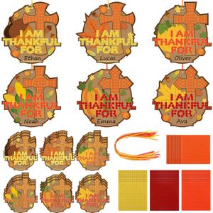 24 Pcs Thanksgiving Crafts I Am Thankful for Fall Crafts Christian Cross Felt Kits Make Your Own Religious Thankful Hanging Ornament Sunday School Church Party Decor