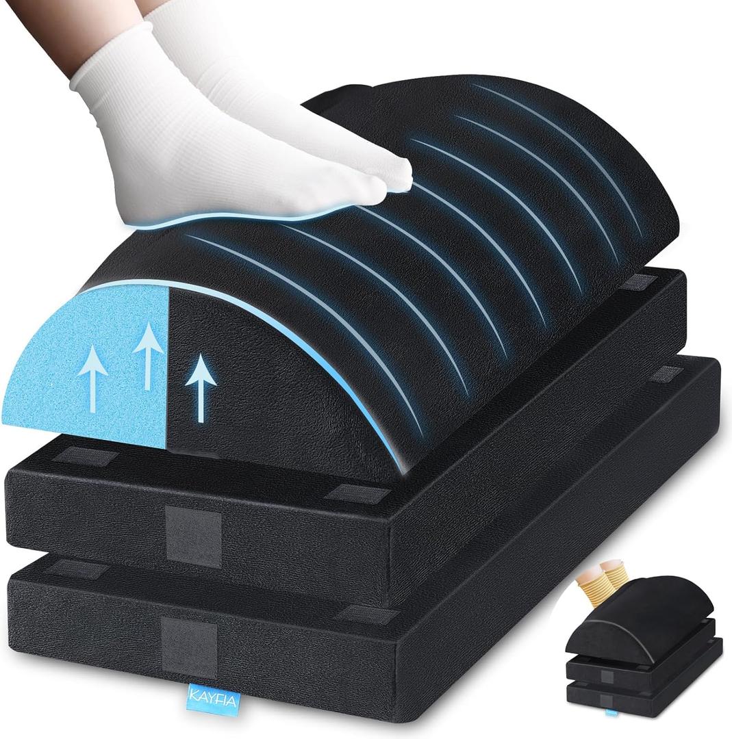KAYFIA Foot Rest for Under Desk at Work XXL(20in) with 3 Adjustable HeightsFoot Stool with Supportive Gel Foam, Warmer Feet Pocket Footrest for Office Gaming Chair, for Leg Support -Black
