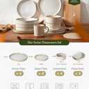 Famiware Star Dinnerware Set with Pasta Bowls, Service for 4 (16pcs), Ribbed Stoneware Plates and Double Bowls Dishes Sets - Chip & Scratch Resistant, Microwave & Dishwasher Safe, Cappuccino White, 4-Set(16pcs, with Pasta Bowls)