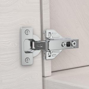 Chibery 50 Pack Full Overlay Soft Close Concealed Hinges, Small Door Gap, Clip-on Plate, Face Frame Door, Self Closing Hidden Satin Nickel 3D Hinge, 105 Open Angle Concealed Stainless Steel Hinges
