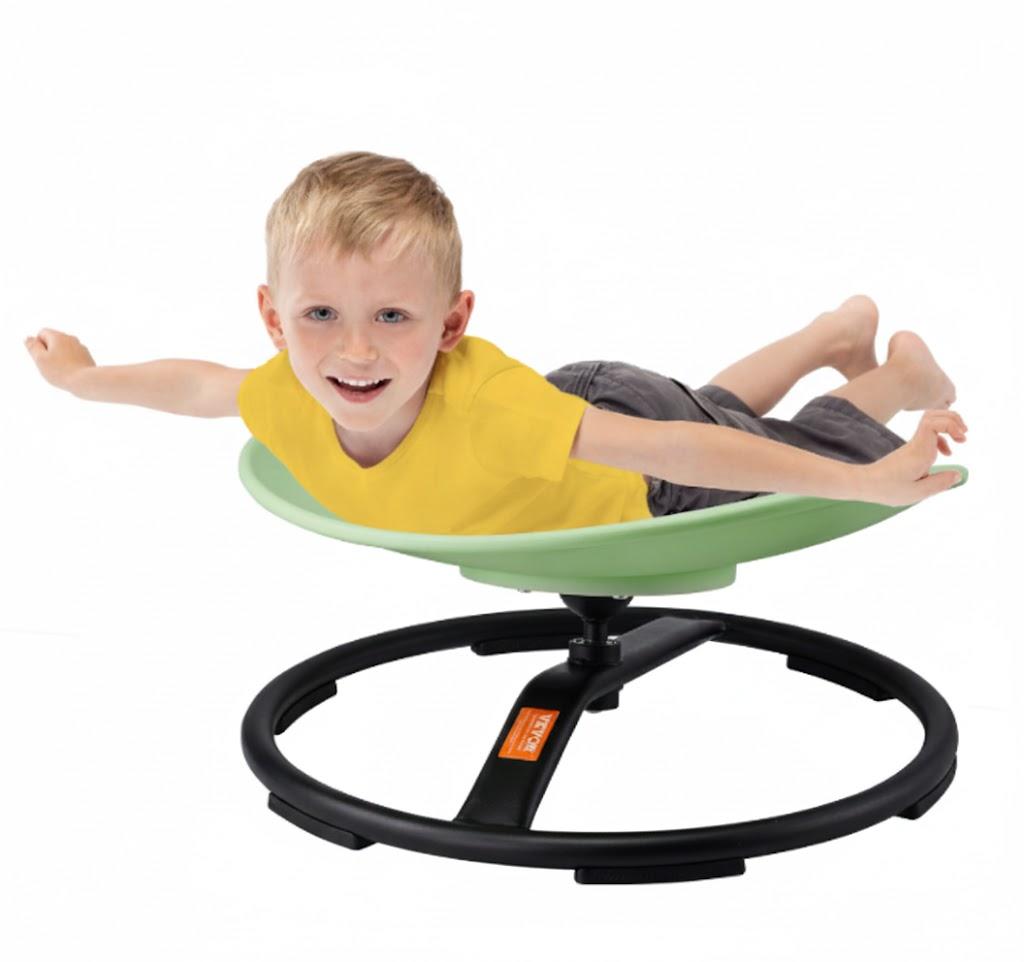 VEVOR Kids Swivel Chair, 220 LBS Capacity, Sensory Spinning Chair, Autistic Kids Sensory Toy with NonSlip Metal Base, Toddler Sit and Spin for Coordination Balance Focus Training Green