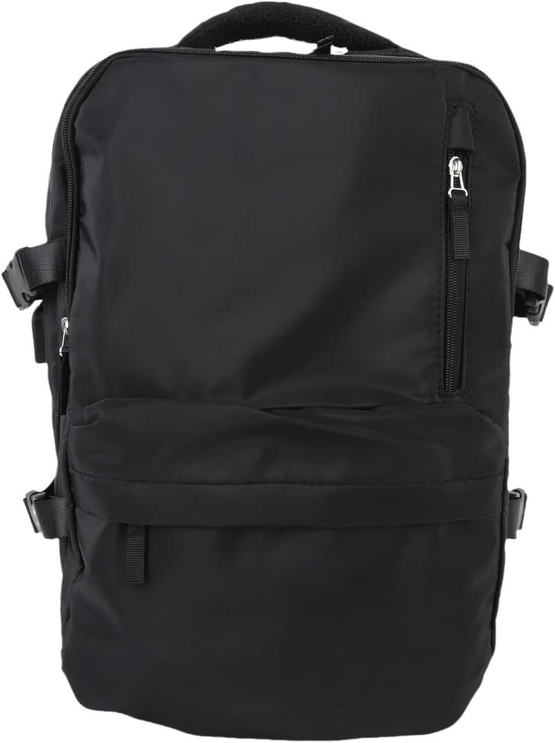 Travel Backpack, Nylon Large Capacity Sports Luggage Backpack Casual Daypack Laptop Book Bag for Short Trip Camping College (Black)