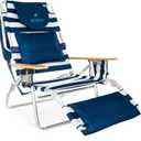 Ostrich Deluxe 3N1 Lightweight Lawn Beach Reclining Lounge Chair with Footrest, Outdoor Furniture for Patio, Balcony, Backyard, or Porch, Blue Stripe