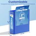 SUNEE 3 Ring Binder 2 Inch 1 Pack, Clear View Binder Three Ring PVC-Free (Fit 8.5x11 Inches) for School or Office Supplies, Blue