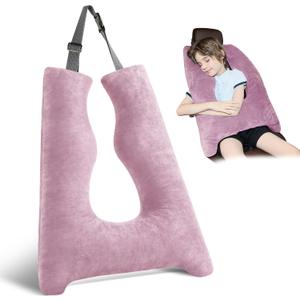 Car Pillow for Kids, Travel Pillow with Adjustable Strap, Kids Floor Pillows Cushions for Adults and Children to Support Head and Body Road Trip Essentials (Purple)