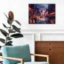 Abstract Cityscape Wall Art Colorful New York City Picture Modern NYC Wall Decor Watercolor Neutral USA Urban City Building Prints Starry Night Neon Artwork for Bedroom Living Room Decoration 12x16"