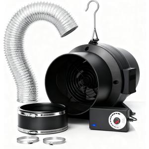 MELONFARM Air Filtration Kit, 6" 260 CFM Inline Duct Fan with E12 Speed Controller, 6.6 Ft Ducting & Rubber Coupler, Ventilation Exhaust Fan for Cooling Booster, Grow Tents, Hydroponics